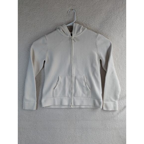 RRL Ralph Lauren Hoodie Sweatshirt Womens Large Cream Knit Full Zip Vintage RARE - Picture 1 of 16